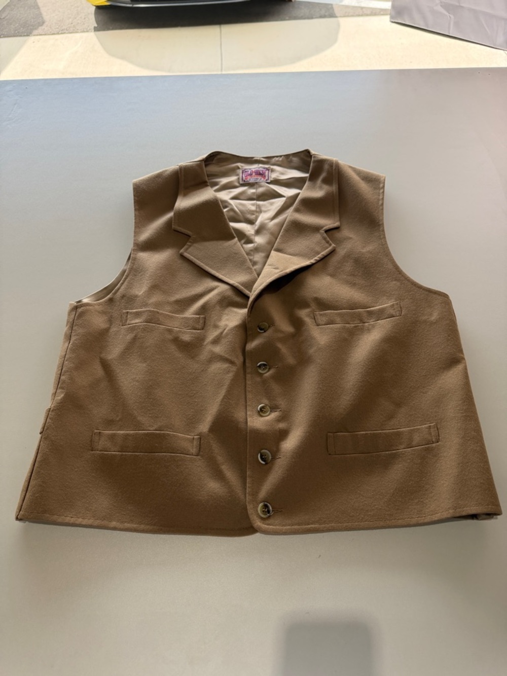 Vintage Old West Men's Brown Dress Vest - Classic Five-Button Waistcoat 42